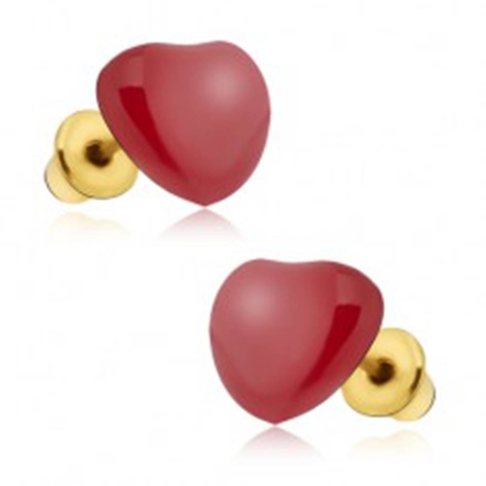 Šperky eshop Náušnice - súmerné červené glazúrované srdcia