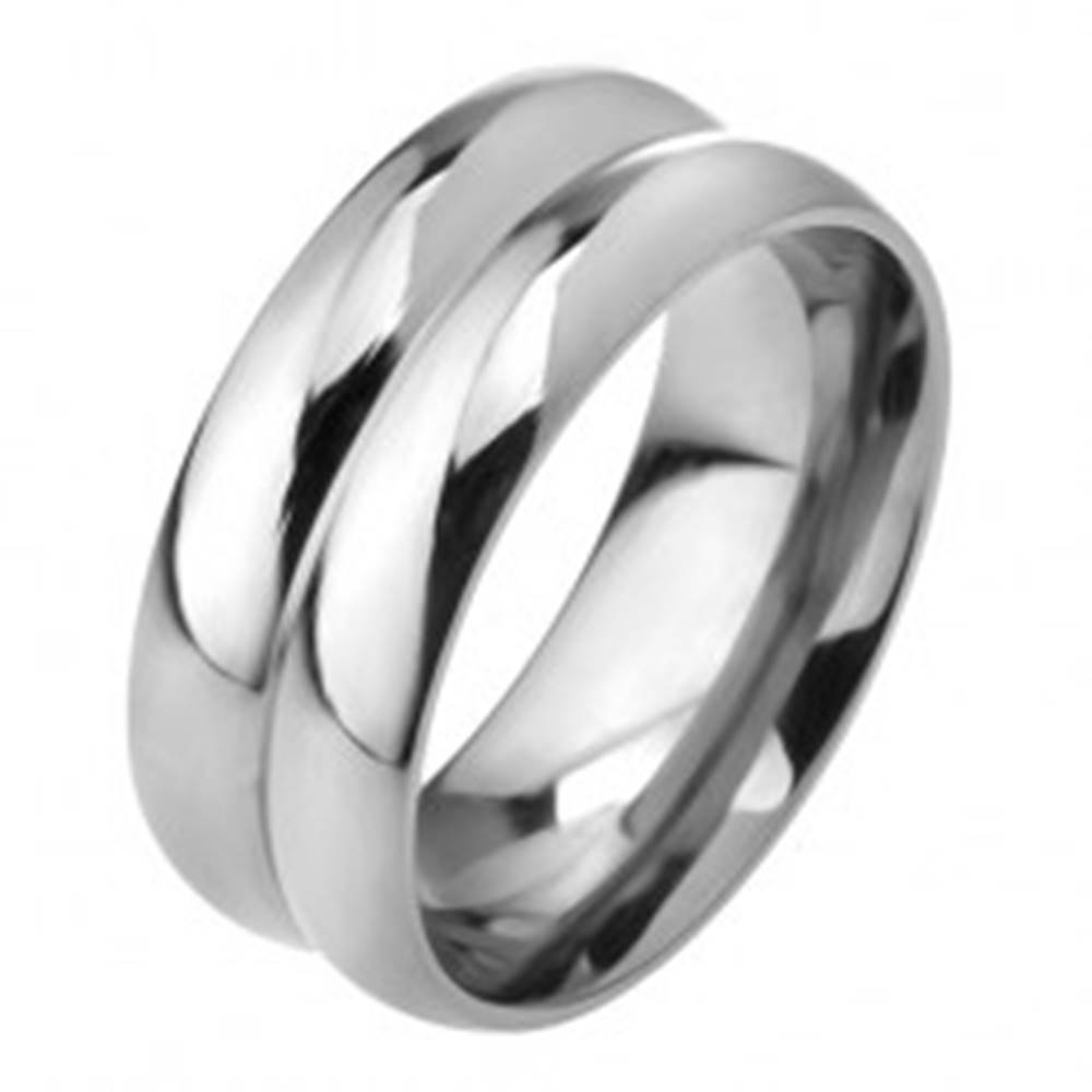 Šperky eshop Prsteň z ocele 316L, efekt dvoch obrúčok, 8 mm - Veľkosť: 56 mm