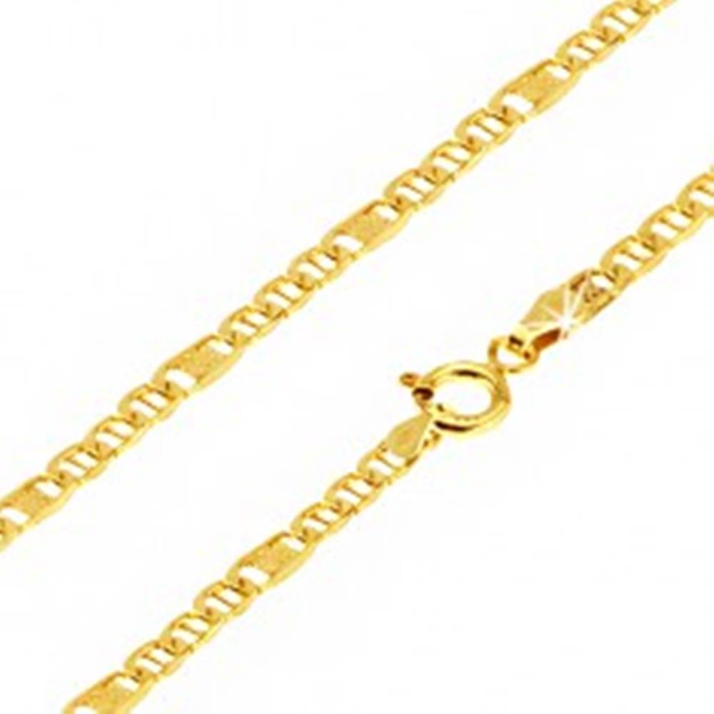 Šperky eshop Retiazka v žltom 14K zlate, oválne očká s paličkou, článok s mriežkou, 550 mm