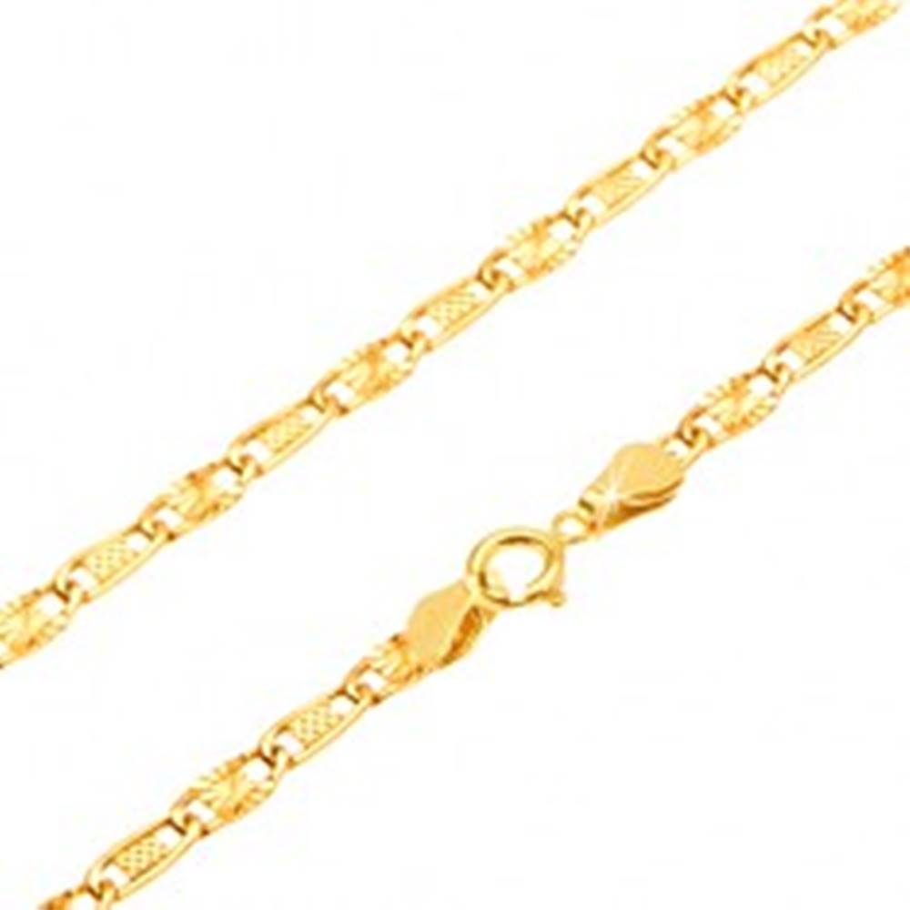 Šperky eshop Zlatá retiazka 585 - mriežkovaný a lúčovitý článok, 500 mm