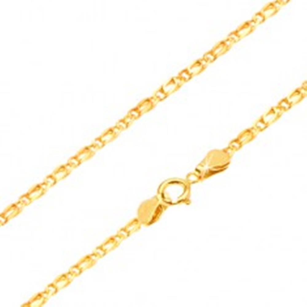 Šperky eshop Zlatá retiazka 585 - prepojené lesklé oválne očká, zarovnané, 550 mm