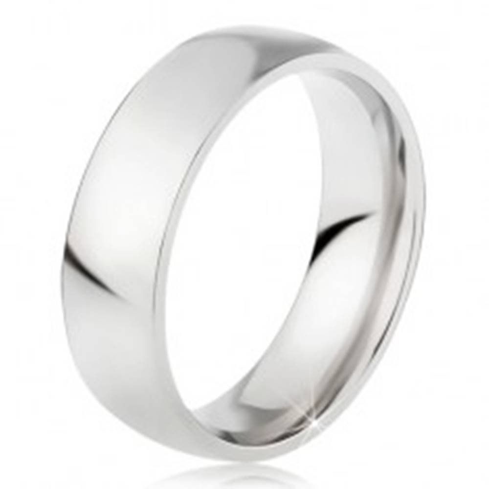Šperky eshop Oceľový prsteň s lesklým povrchom striebornej farby, 6 mm - Veľkosť: 49 mm