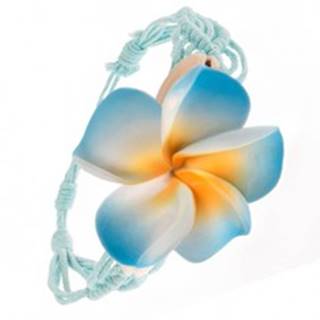 Bledomodrý pletený náramok, vzor vĺn, modrý kvet, lastúry