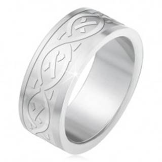 Oceľový prsteň, matný gravírovaný pás s keltským motívom - Veľkosť: 55 mm