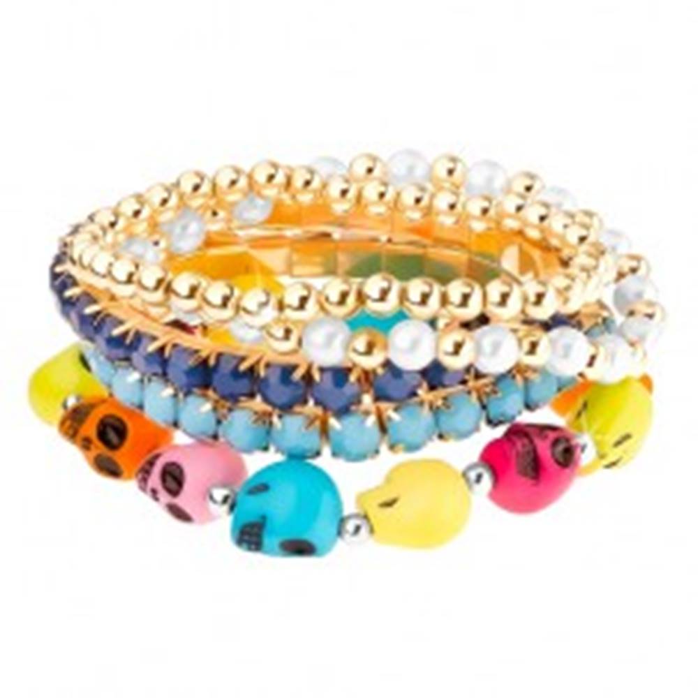 Šperky eshop Multináramok - elastický, guľaté korálky, korálky v kotlíku, farebné lebky