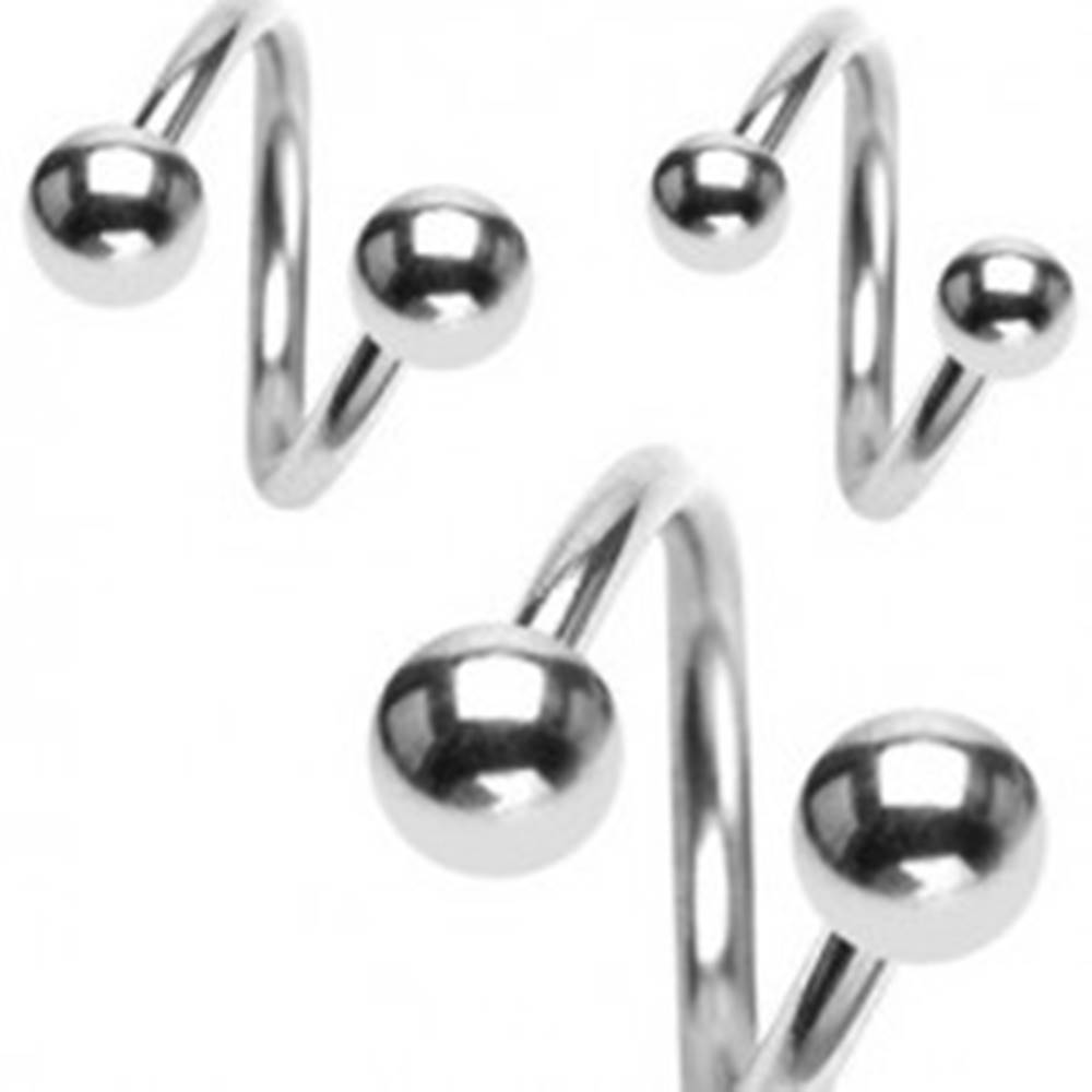 Šperky eshop Piercing do obočia z ocele 316L, špirála s guličkami - Rozmer: 10 mm x 4 mm