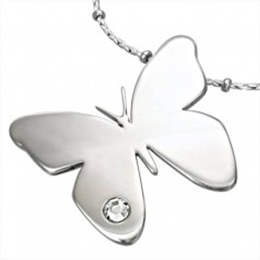 Šperky eshop Prívesok z chirurgickej ocele, lesklý motýľ s čírym zirkónikom