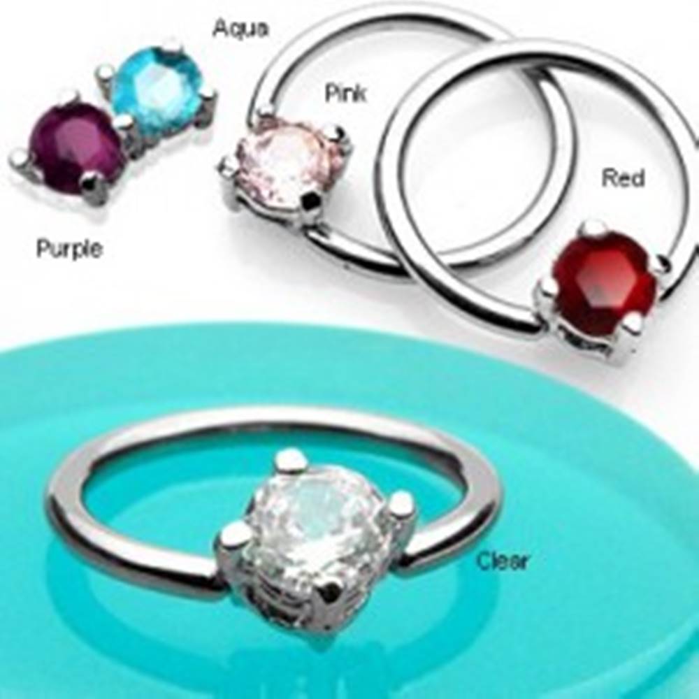 Šperky eshop Piercing krúžok so štvorcovým zirkónom - Farba zirkónu: Aqua modrá - Q