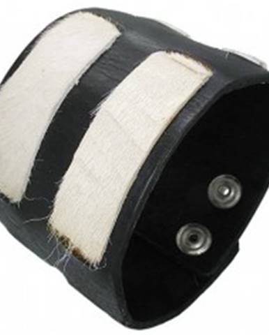 Kožený náramok - biele kožušinkové pásy