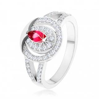 Strieborný 925 prsteň, číra zirkónová obruč s ružovým zirkónom - Veľkosť: 49 mm