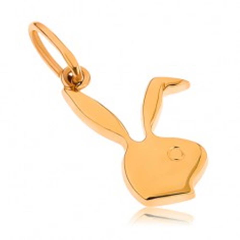 Šperky eshop Plochý prívesok zo žltého 9K zlata - hlava zajačika