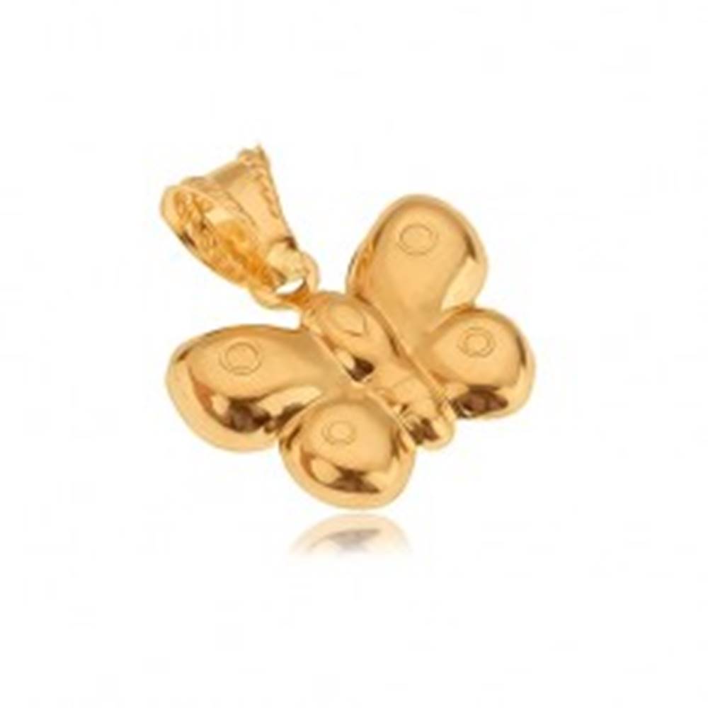 Šperky eshop Prívesok zo zlata 14K, trojrozmerný motýľ, lesklý povrch