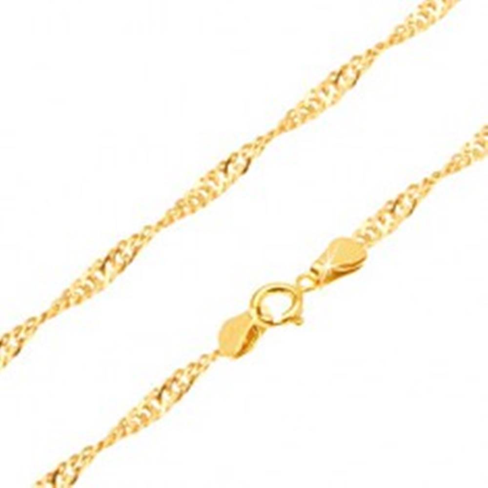 Šperky eshop Retiazka zo žltého 14K zlata - lesklé ploché oválne očká, špirála, 500 mm