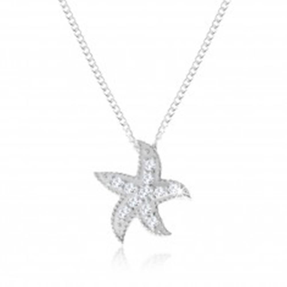 Šperky eshop Strieborný náhrdelník 925, morská hviezdica zdobená malými okrúhlymi zirkónmi