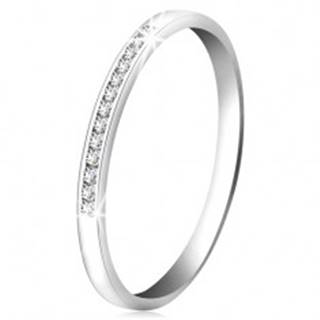 Briliantový prsteň z bieleho 14K zlata - ligotavá línia drobných čírych diamantov - Veľkosť: 49 mm
