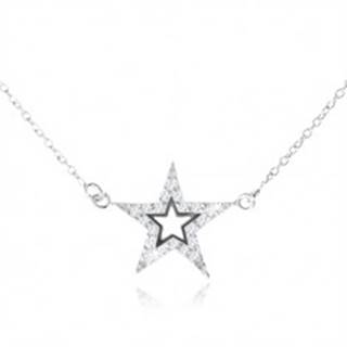 Strieborný 925 náhrdelník, päťcípa zirkónová hviezda s výrezom