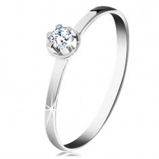 Zlatý prsteň 585 - číry diamant vo vyvýšenom okrúhlom kotlíku, biele zlato - Veľkosť: 49 mm