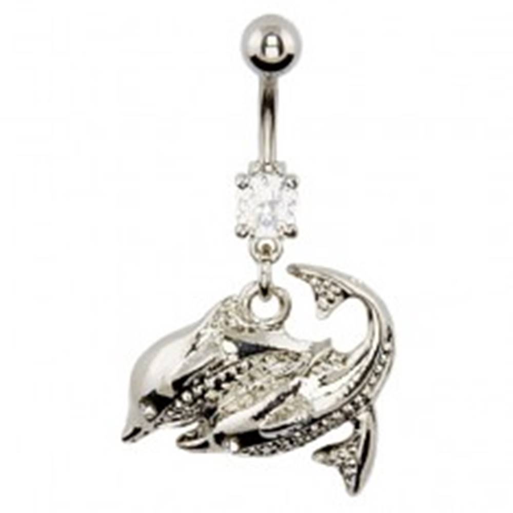 Šperky eshop Piercing do pupku - dva delfíny, štruktúrované bruško