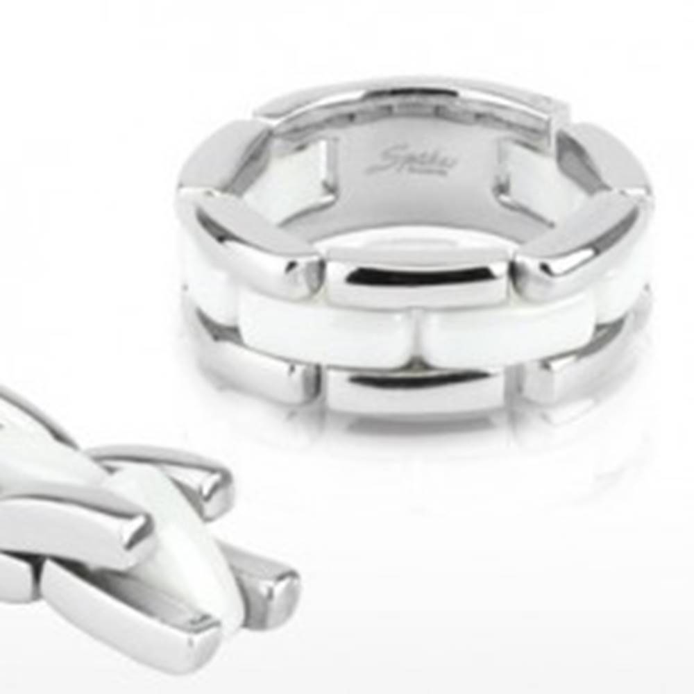 Šperky eshop Trojradový oceľovo - keramický prsteň, flexibilný - Veľkosť: 48 mm