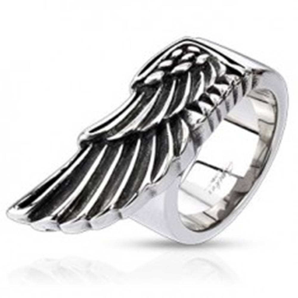 Šperky eshop Prsteň z ocele - veľké krídlo orla - Veľkosť: 59 mm
