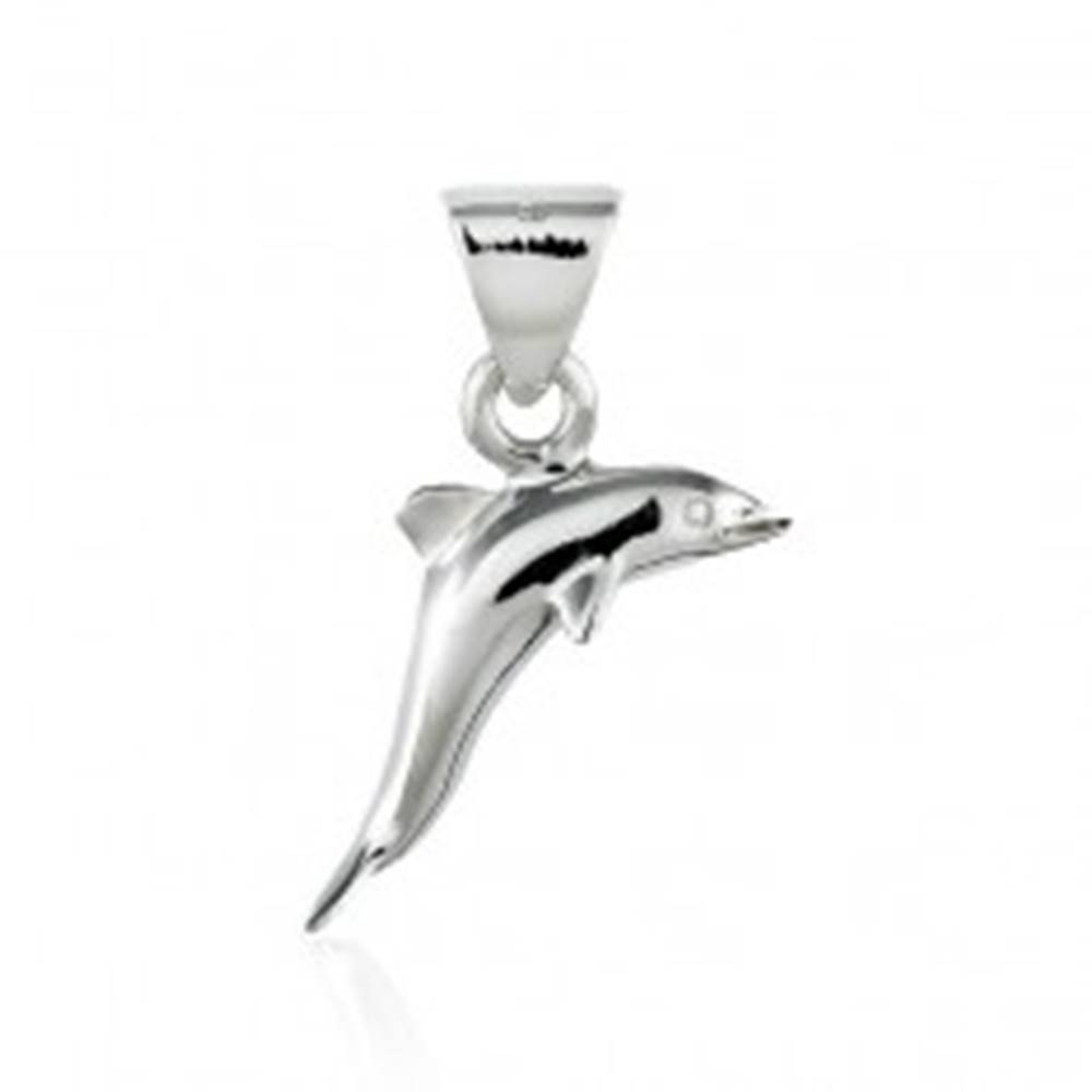 Šperky eshop Strieborný prívesok 925 - skáčuci delfín, 17 mm