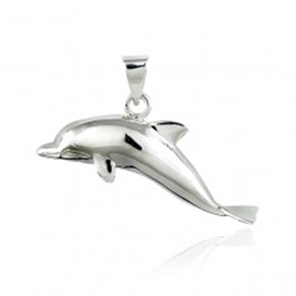 Šperky eshop Strieborný prívesok 925 - skákajúci delfín, 37 mm