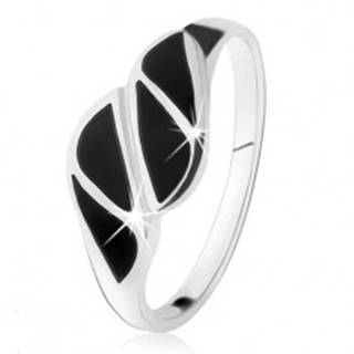 Strieborný prsteň 925, trojuholníky z čierneho ónyxu, vysoký lesk - Veľkosť: 49 mm