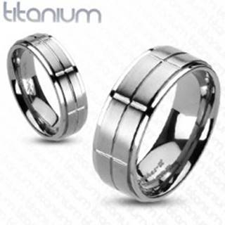 Titánový prsteň s matnými obdĺžnikmi - Veľkosť: 49 mm