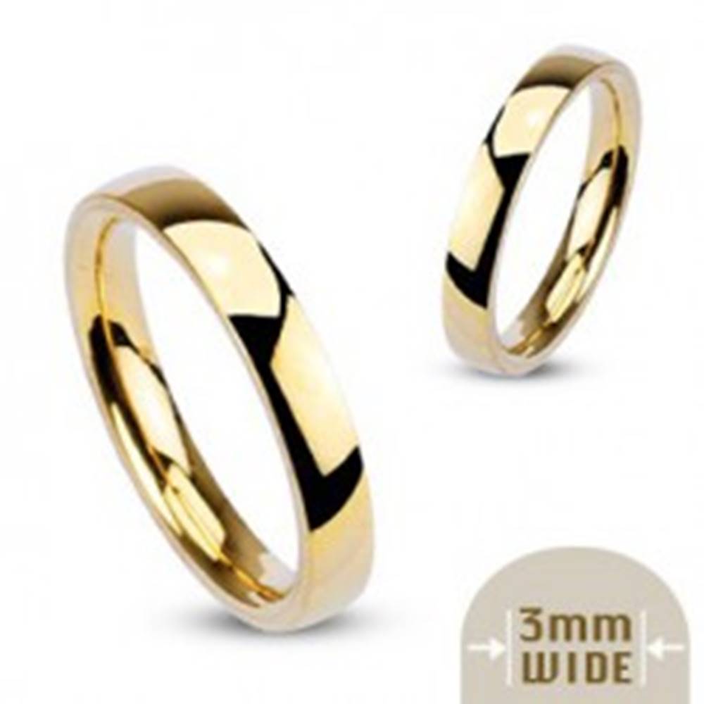 Šperky eshop Oceľová obrúčka zlatej farby so zrkadlovým leskom - 3 mm - Veľkosť: 48 mm