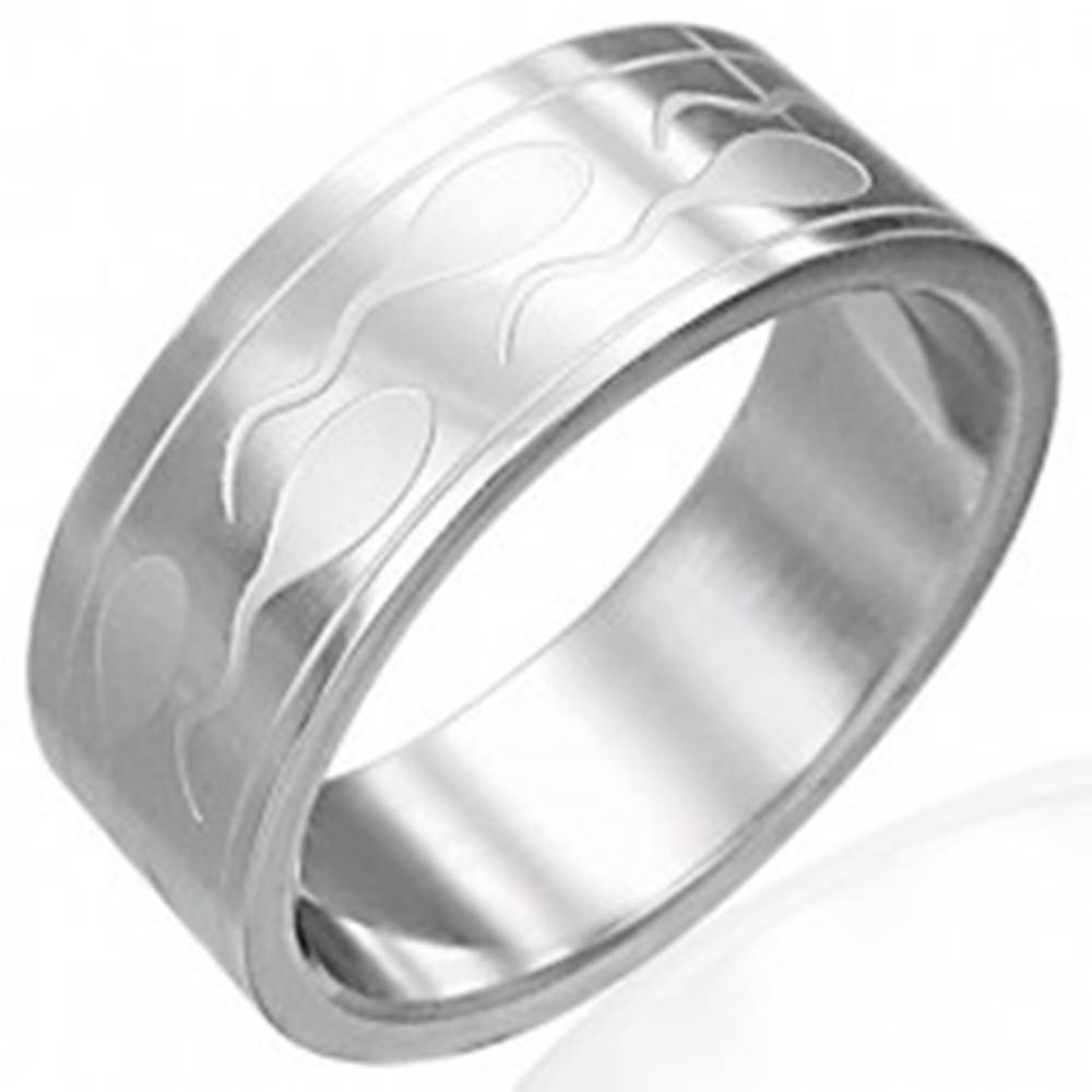 Šperky eshop Oceľový prsteň so spermiami a dvoma pásikmi - Veľkosť: 51 mm