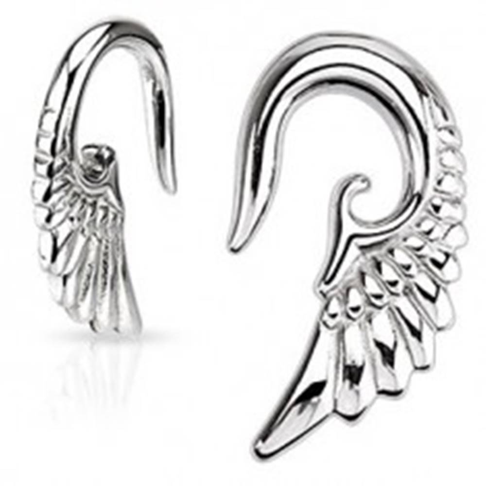 Šperky eshop Taper do ucha - 316L, lesklé anjelské krídlo - Hrúbka: 1,6 mm