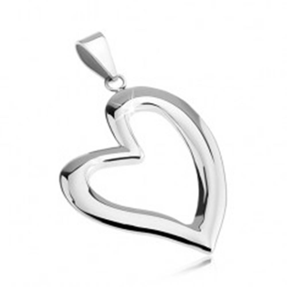 Šperky eshop Prívesok z chirurgickej ocele - asymetrická línia srdca