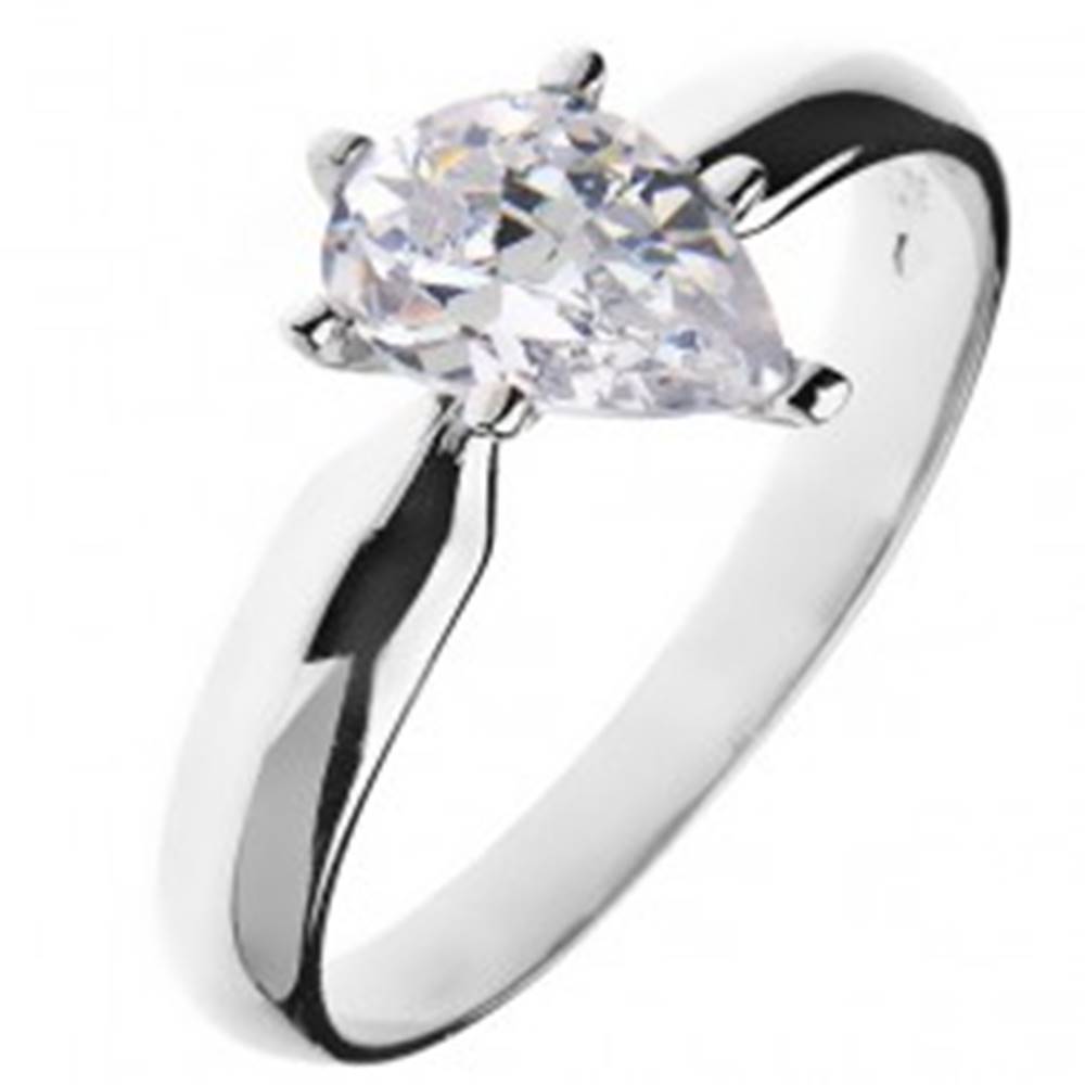 Šperky eshop Zásnubný prsteň zo striebra 925 – zirkón v tvare slzy - Veľkosť: 49 mm