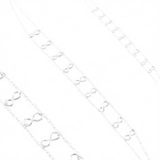 Strieborný 925 náhrdelník, dvojitá retiazka, lesklé symboly nekonečna