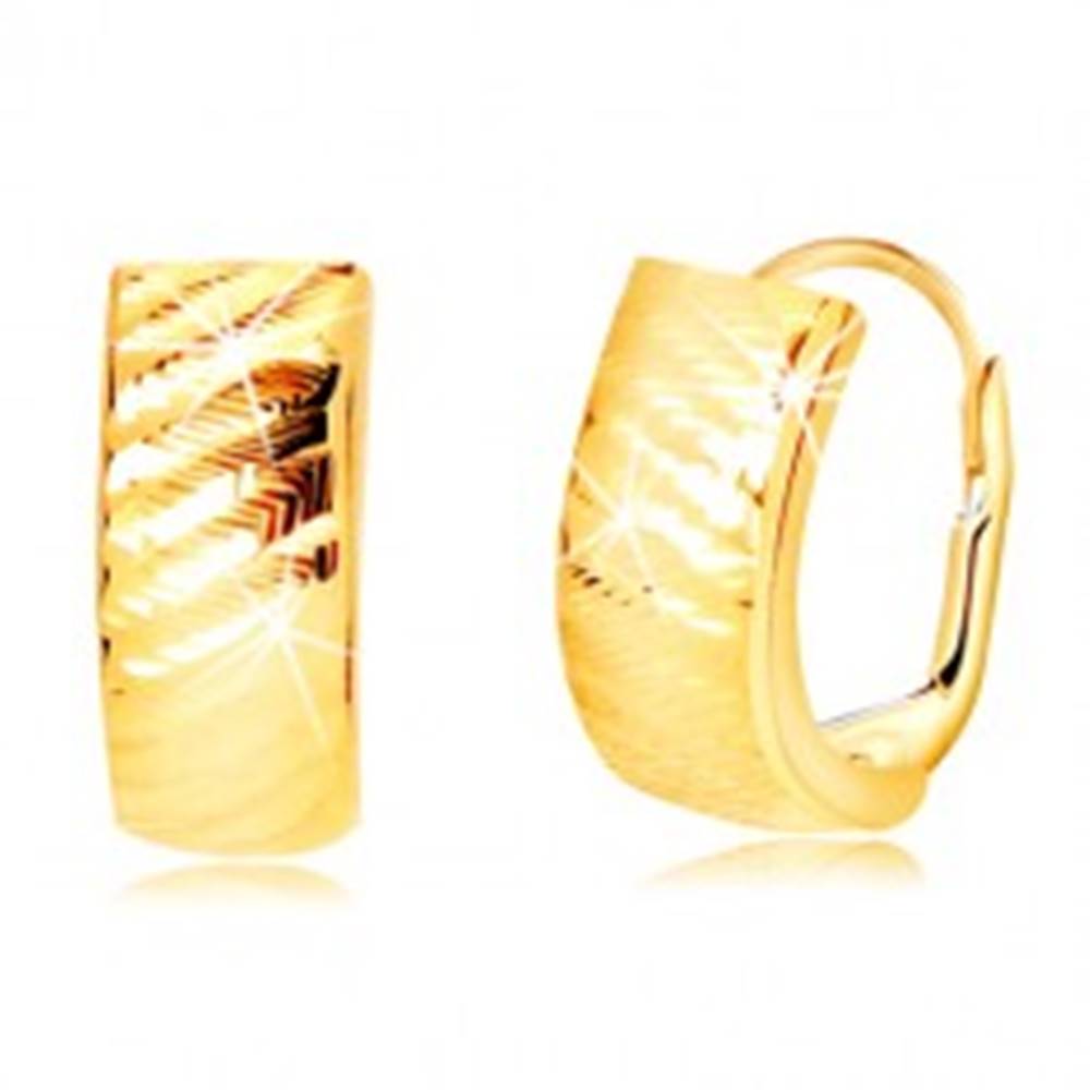 Šperky eshop Náušnice zo žltého zlata 585 - oblúky so šikmými zárezmi, dámsky patent