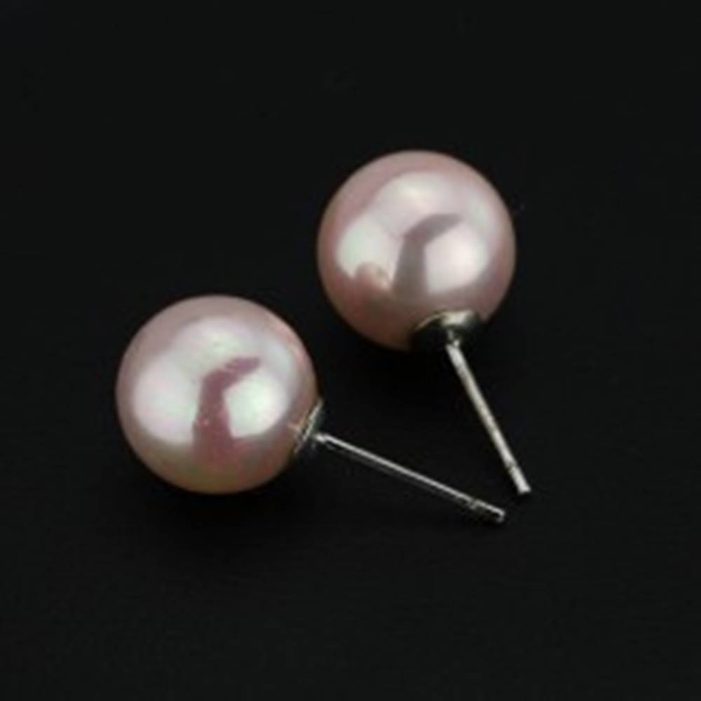 Šperky eshop Puzetové náušnice zo striebra 925 - svetloružové perly, 10 mm