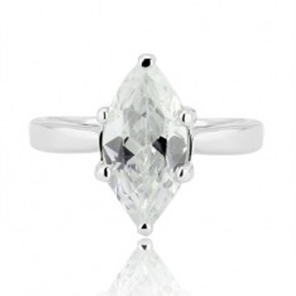 Šperky eshop Strieborný prsteň 925 - veľký brúsený zirkón v tvare zrnka - Veľkosť: 52 mm