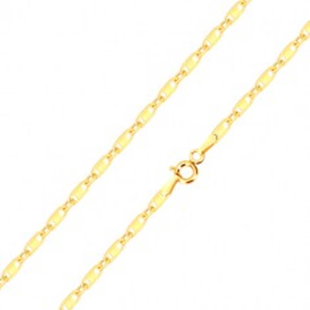 Šperky eshop Retiazka v 14K žltom zlate - oválne a podlhovasté očká s obdĺžnikom, 550 mm