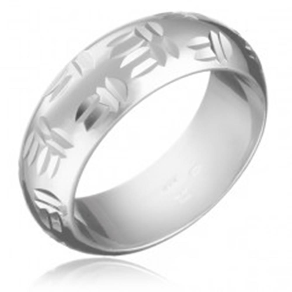 Šperky eshop Strieborný prsteň 925 - indiánsky motív, dvojité zárezy - Veľkosť: 49 mm