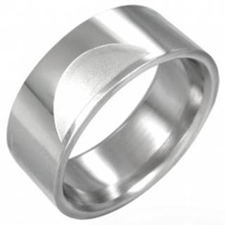 Oceľový prsteň hladký s matnými polkruhmi - Veľkosť: 54 mm