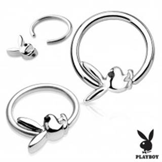 Piercing krúžok z chirurgickej ocele striebornej farby s Playboy zajačikom - Hrúbka piercingu: 1,2 mm
