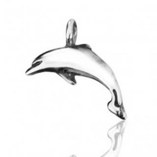 Strieborný prívesok 925 - lesklý delfín s patinou