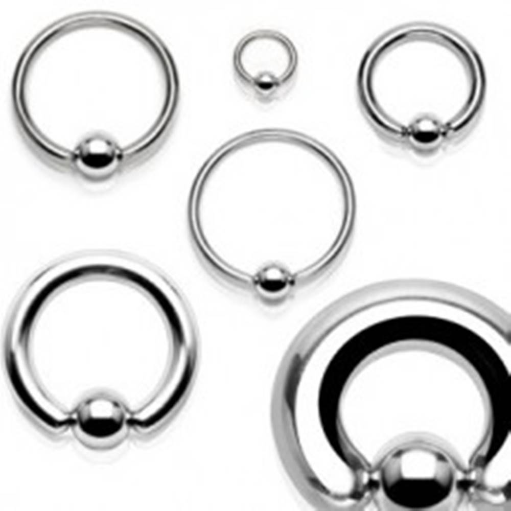 Šperky eshop Piercing z chirurgickej ocele - lesklý krúžok s guličkou - Hrúbka x priemer x veľkosť guličky: 1,2 x 10 x 4 mm