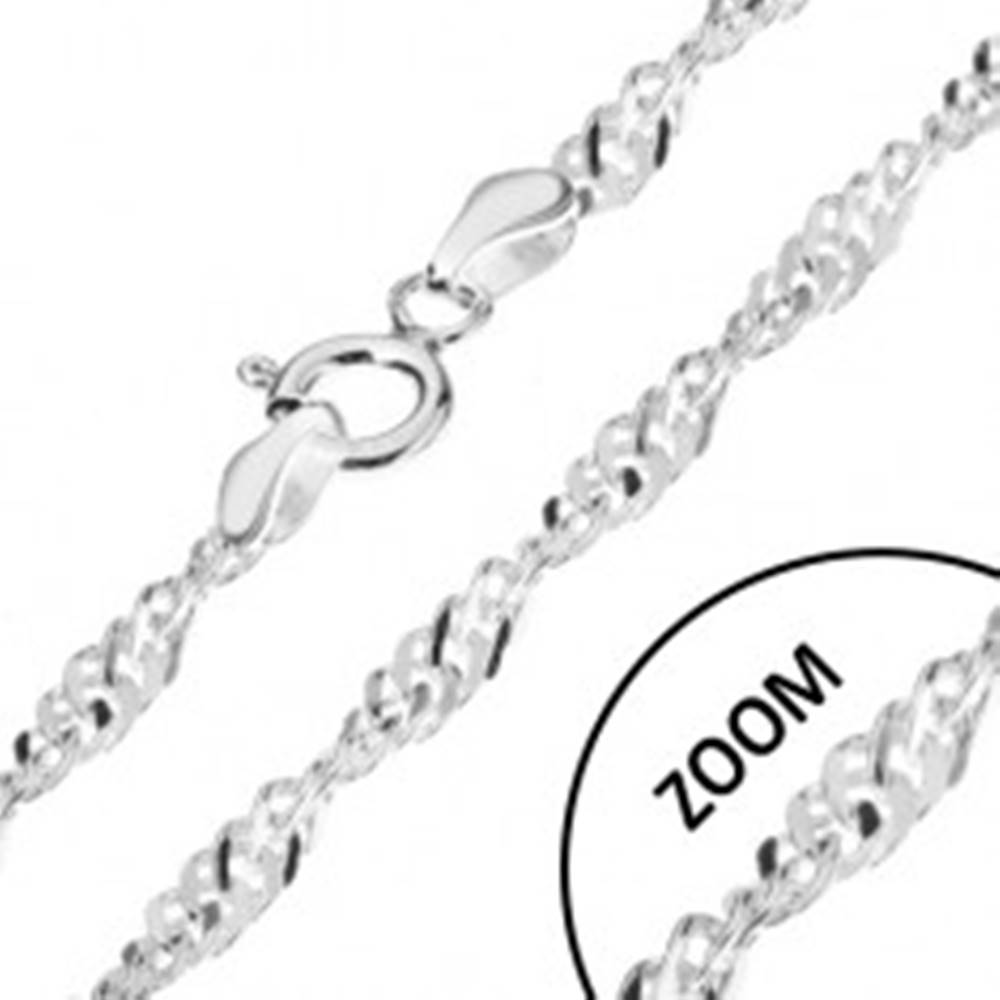 Šperky eshop Retiazka zo striebra 925, ploché hranaté očká, lesklá, špirála, šírka 2 mm, dĺžka 450 mm
