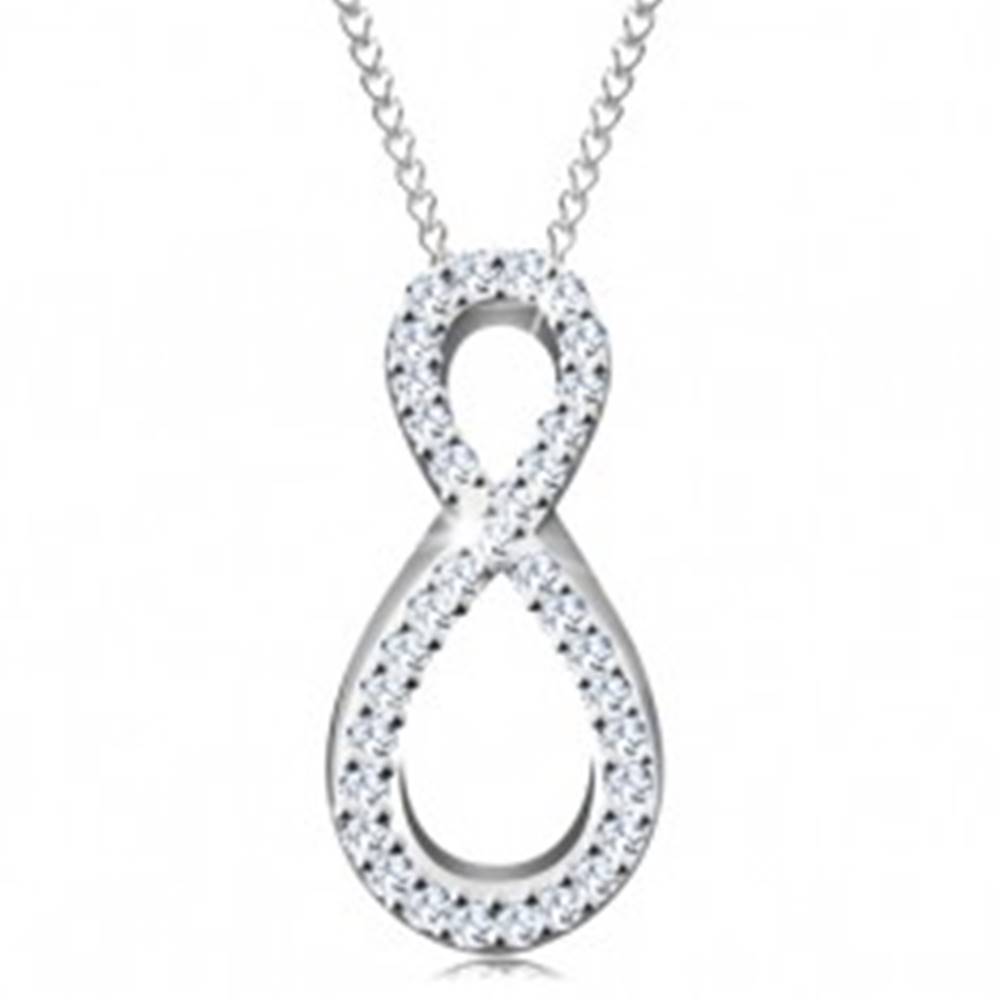 Šperky eshop Strieborný 925 náhrdelník, retiazka a prívesok, osmička s čírymi zirkónikmi