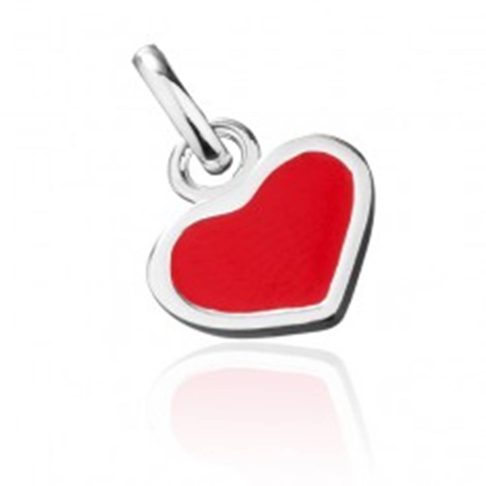 Šperky eshop Strieborný prívesok 925 - červené srdce so strieborným okrajom