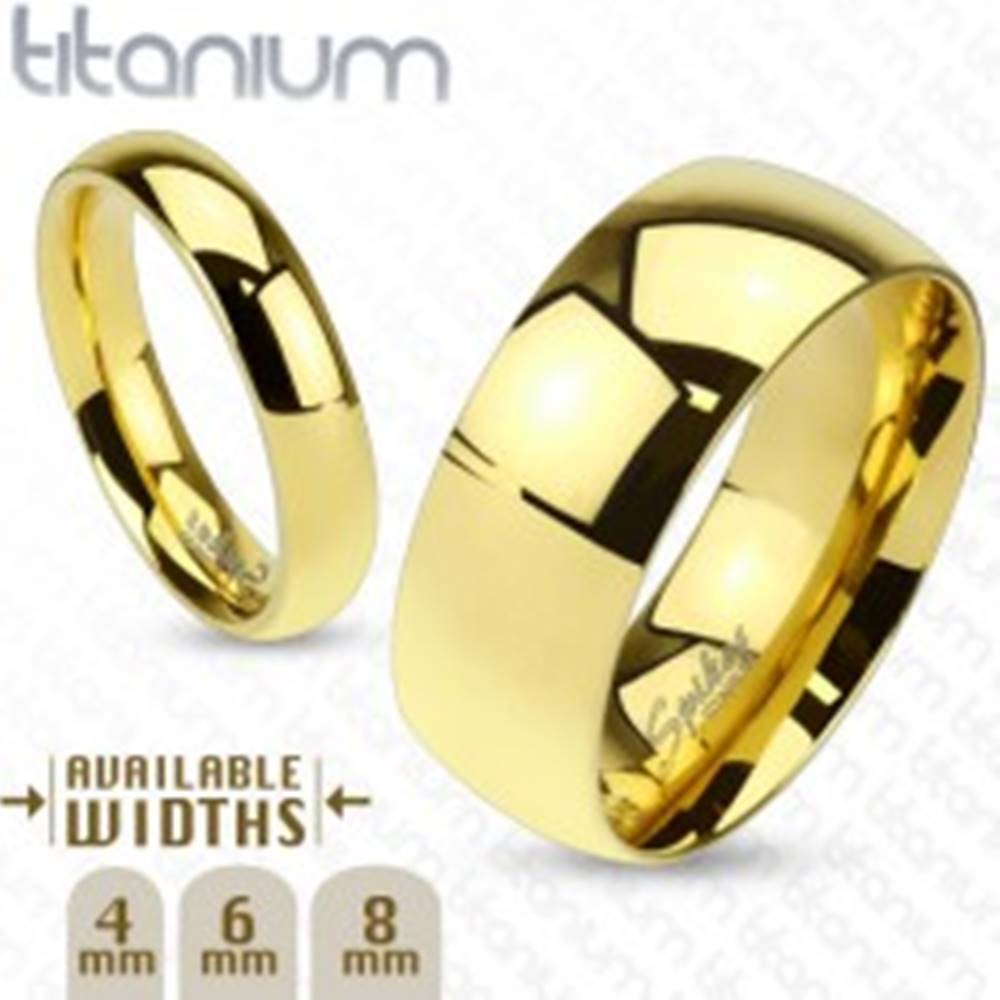 Šperky eshop Zaoblená hladká titánová obrúčka v zlatom odtieni, 8 mm - Veľkosť: 59 mm