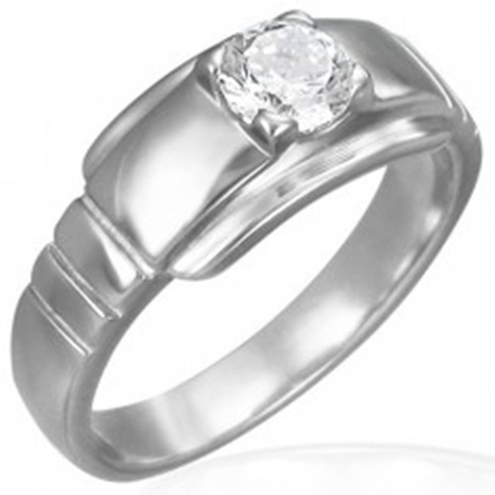 Šperky eshop Zásnubný prsteň z chirurgickej ocele s očkom na širšom podklade - Veľkosť: 49 mm