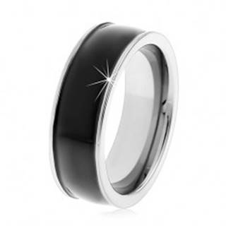 Čierny tungstenový hladký prsteň, jemne vypuklý, lesklý povrch, úzke okraje - Veľkosť: 49 mm