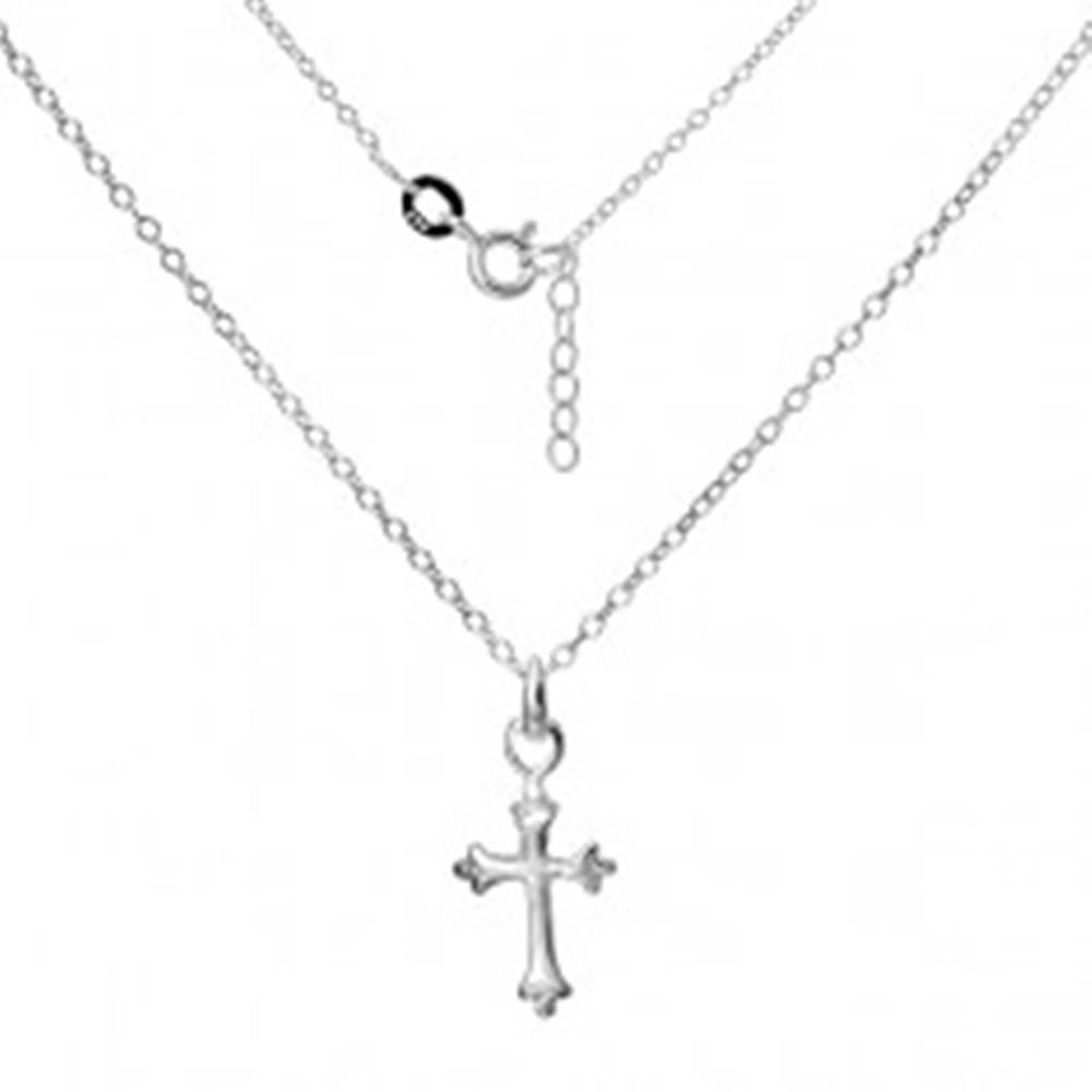Šperky eshop Lesklý náhrdelník - retiazka s oblým krížom, striebro 925